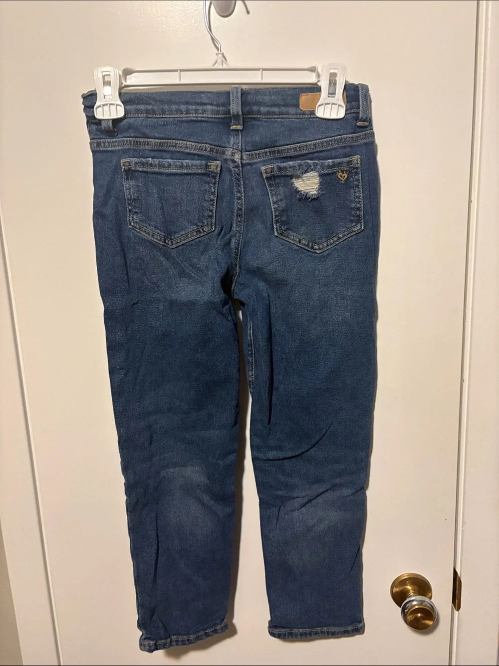 Distressed Dark Blue Girls Ripped Jeans